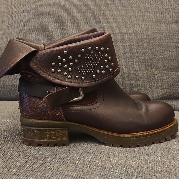 Felmini Shoes - Felmini Burgundy Leather Ankle Booties-Size 39 8.5